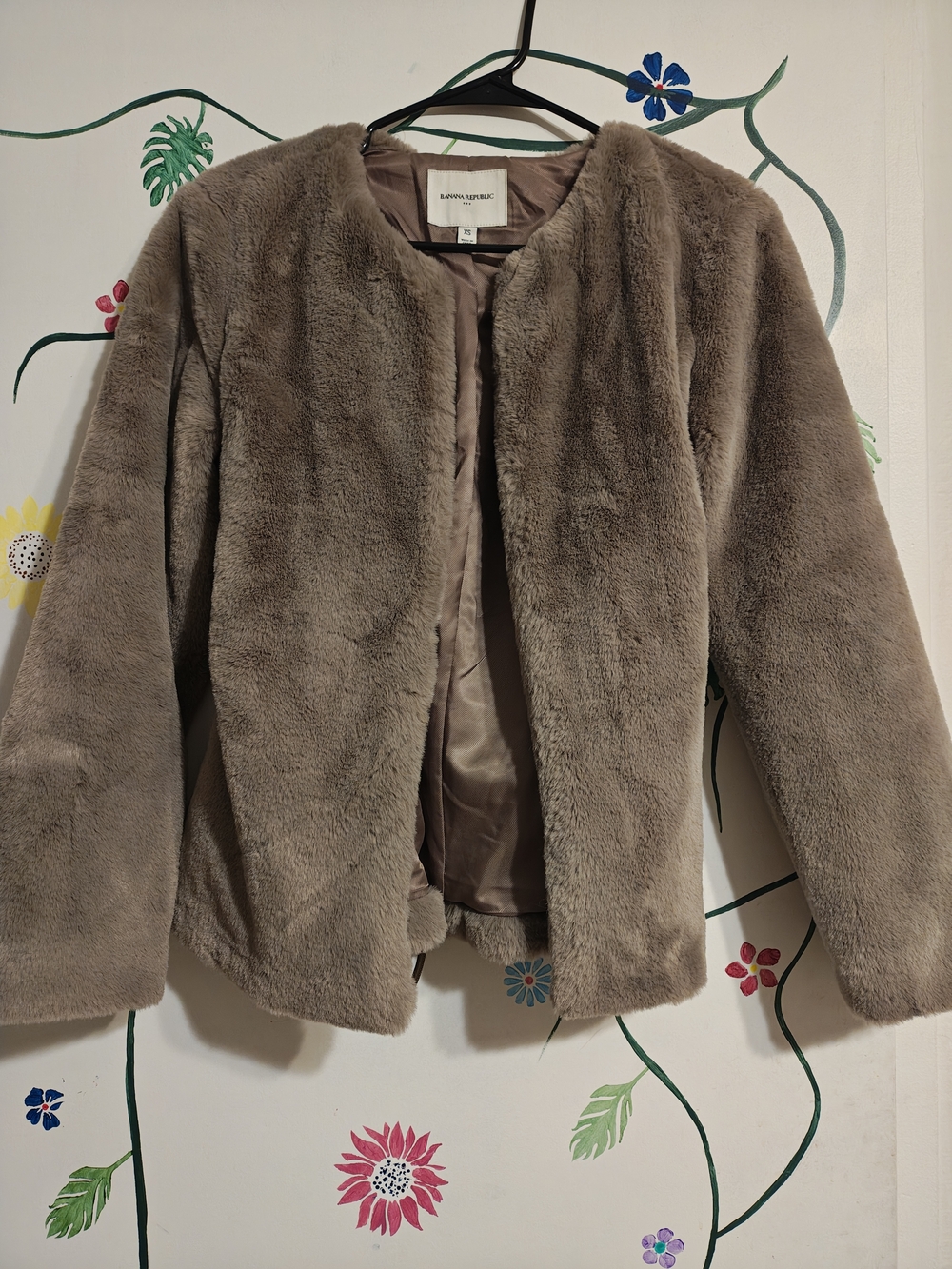 Banana Republic Factory Faux Fur Teddy Jacket in Taupe